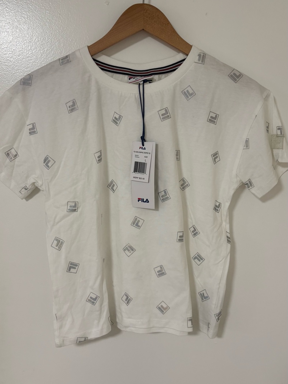 Fila White Allover Logo Short Sleeve Tee